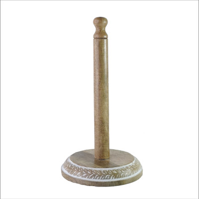 Green Decor 1 Compartments Wooden Handmade Standing Tissue Roll/Paper Towel Holder | Tissue Roll Holder(White, Natural)