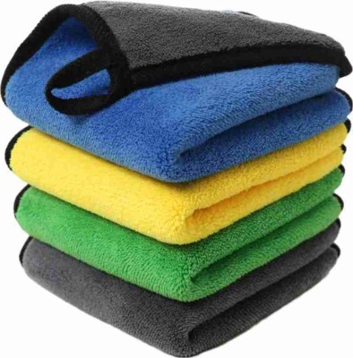 SNAN Microfiber Vehicle Cleaning Cloth 550GSM Multicolor Cloth Napkins(4 Sheets)