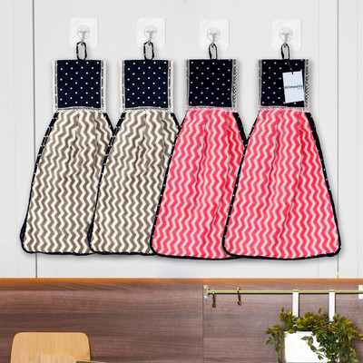 HOMESTIC by Kuber Industries Napkin|Zig Zag Washbasin Hanging Napkin|Kitchen Towel |Pack of 4| Brown & Pink Multicolor Cloth Napkins(4 Sheets)