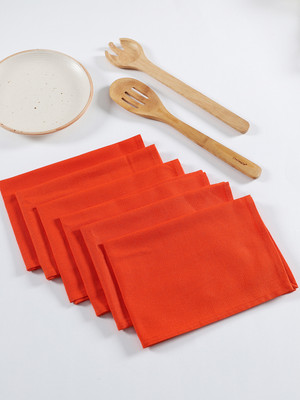 RATAN CART 24HFKT038 Orange Cloth Napkins(6 Sheets)