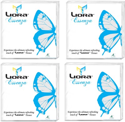 Liora Napkin 33x33 Plain 2Ply 50 Pulls Pack of 4 White Paper Napkins(200 Sheets)