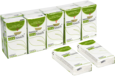 Nice touch Pocket Tissue | Pack of 10 Individual Packets | 3-Ply Tissues | Ultra Soft White Paper Napkins(10 Sheets)
