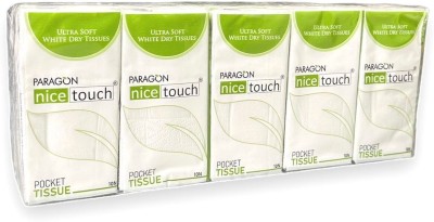 Nice touch Pocket Tissue | Pack of 10 Individual Packets | 3-Ply Tissues | Ultra Soft White Paper Napkins(10 Sheets)