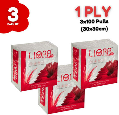Liora Soft Paper Napkins 1-Ply, 100 Sheets/Pack (3 Packs) - Highly Absorbent Tissue White Paper Napkins(300 Sheets)