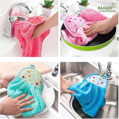 Aloud Creations Microfiber Hanging Hand Towel/ Sink Towel with Loop Multicolor Cloth Napkins(6 Sheets)