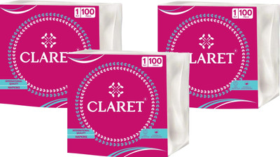 CLARET Soft Paper Napkins 1-Ply, 100 Sheets/Pack (3 Packs) - Highly Absorbent Tissue White Paper Napkins(3 Sheets)