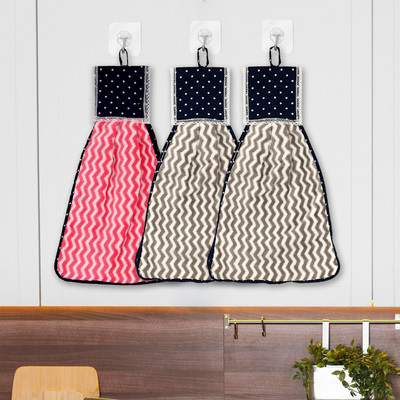 KUBER INDUSTRIES Napkin|Zig Zag Washbasin Hanging Napkin|Kitchen Towel |Pack of 3 Multicolor Cloth Napkins(3 Sheets)