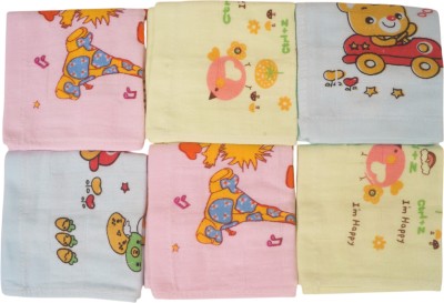 Koochie Koo Cute Cartoon Soft Cotton Face Napkin for Infant, Reusable Hand Cloth for Babies Multicolor Cloth Napkins(6 Sheets)