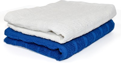 PRAKARTIK Cleaning Terry Kitchen Towel White and Loyal Blue Set of 2 White and Loyal Blue Cloth Napkins(2 Sheets)