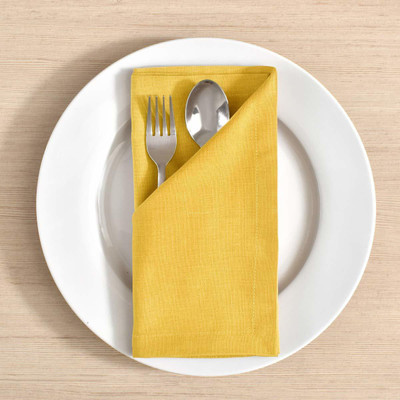 FINGERCRAFT Table Napkins Cotton Linen Blended Cloth Napkins, Dining and Kitchen Napkins Gold Cloth Napkins(6 Sheets)