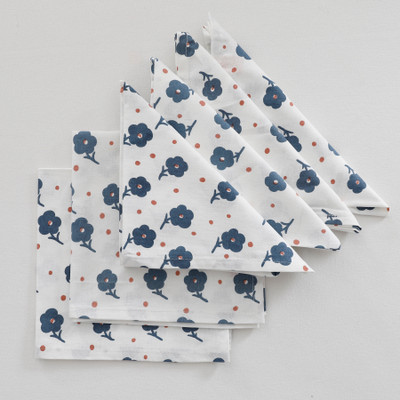 RATAN CART Napkin Set of 6 Blue Cloth Napkins(6 Sheets)