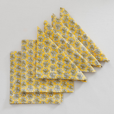 RATAN CART Napkin Set of 6 Yellow Ochre Cloth Napkins(6 Sheets)
