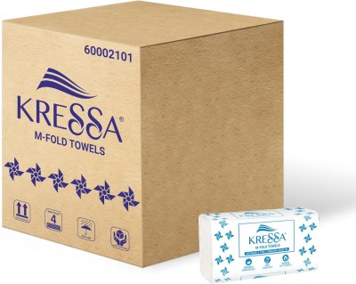 KRESSA M Fold Tissue Paper Towels (18 x 125 = 2250 Hand Towels) (Pack Of 18) White Paper Napkins(18 Sheets)