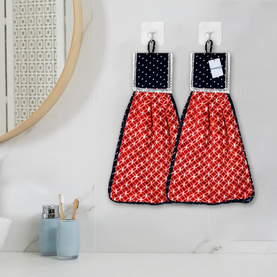 HOMESTIC by Kuber Industries Napkin|Circle Washbasin Hanging Napkin|Kitchen Towel with Ties|Pack of 2|Red Red Cloth Napkins(2 Sheets)