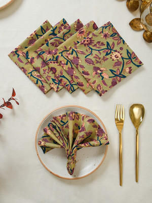 RATAN CART 24HFNA005 Green Cloth Napkins(6 Sheets)