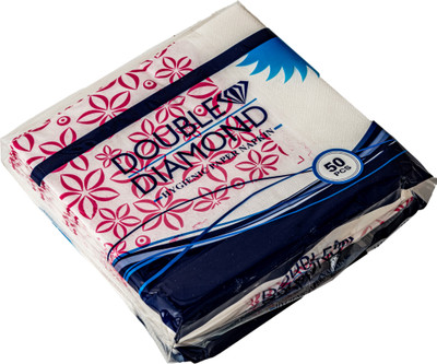 DOUBLE DIAMOND White with Pink Floral Design-Pack Of 1 White Paper Napkins(50 Sheets)