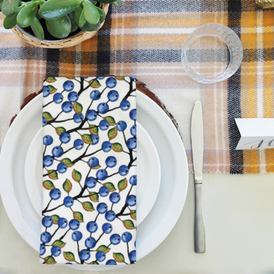 Artzfolio Blueberries Around Table Napkin 16 x 16 inch (41 x 41 cms); SET OF 6 PCS Multicolor Cloth Napkins(6 Sheets)