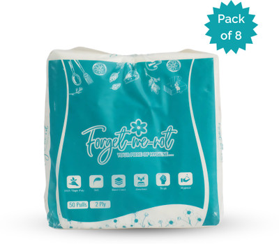 YASHIKA ENTERPRISES Forget Me Not - 2 Ply Soft Tissue Paper I Pack of 8 Packets (50Pulls Each) White Paper Napkins(400 Sheets)