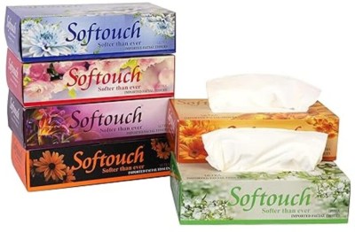 Soft Touch 2 Ply Face tissue paper 100 pulls 200 sheets Each Box- combo of 6 (Multicolor) Multicolor Paper Napkins(6 Sheets)