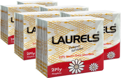 Laurels DES-2PLY-NAPKIN-6PACK White Paper Napkins(6 Sheets)