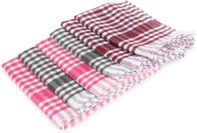 JOREN Cotton Check Kitchen Towel (Pack of 6) Multicolor Cloth Napkins(6 Sheets)