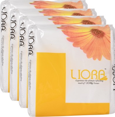 Liora Napkins 27x30, Plain, 1ply, 100 Pulls Each, pack of 4, Tptal 400 pulls White Paper Napkins(4 Sheets)