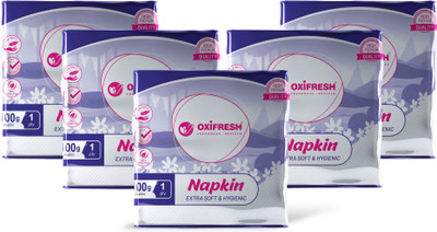 Oxi Fresh Napkin 100 Gram 5 in 1 Ultra Soft & Hygienic 1 Ply Multipurpose White Paper Napkins(5 Sheets)