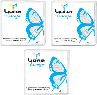 Liora Napkin 33x33 Plain 2Ply 50 Pulls Pack of 3 White Paper Napkins(150 Sheets)