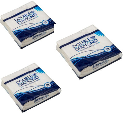 DOUBLE DIAMOND Hygienic Paper Napkins-Pack Of 3 | White Paper Napkins(150 Sheets)