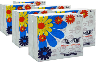 Laurels DES-PDN-4PLY-6PACK White Paper Napkins(6 Sheets)