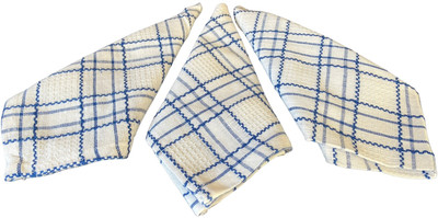 Bravonix BN_KT_TWL_ST3_03 white Blue Cloth Napkins(3 Sheets)