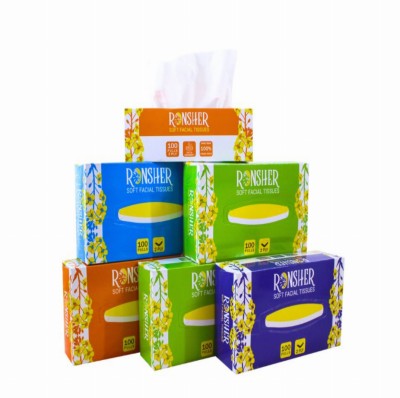 RONSHER 100 Pulls, Facial Tissue, set of 6 White Paper Napkins(6 Sheets)