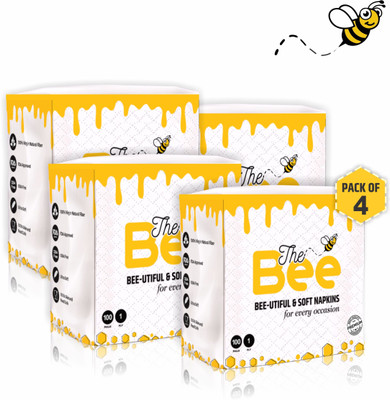The Bee Tissue Paper Napkins 100 Pulls 1 Ply White Paper Napkins(4 Sheets)
