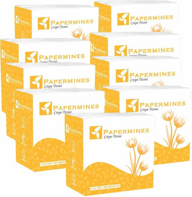 papermines Crepe Napkin Tissue–100Pcs Disposable Soft Napkins Absorbent & Durable Pack of 9 Yellow Paper Napkins(100 Sheets)