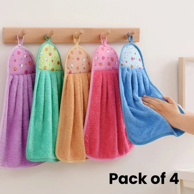 VarniEcom Microfibre Wash Basin Towel and Kitchen Napkins(Set of 4) Multicolor Cloth Napkins(4 Sheets)