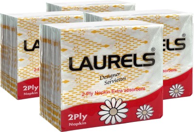 Laurels DES-2PLY-NAPKIN-4PACK White Paper Napkins(4 Sheets)