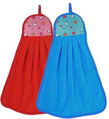 Royal Lush Microfiber Hanging Kitchen Hand Towel Napkin with Ties Pack of 2 (Random Color) Multicolor Cloth Napkins(2 Sheets)