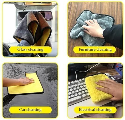 ABHEEBHA Microfiber Vehicle Washing  Cloth(Pack Of 4, 600 GSM)