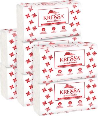 KRESSA M Fold Tissue Paper Hand Towels Pack Of 7 (1050 Towels) White Paper Napkins(1050 Sheets)