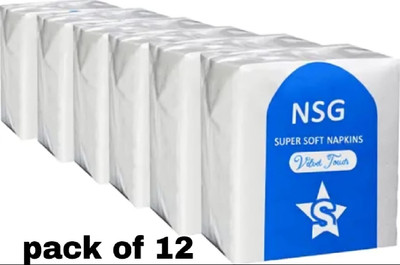 NSG Super Soft Napkin pack of 12 White Paper Napkins(1200 Sheets)