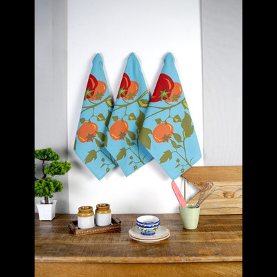 RATAN CART 24HFKT080 Aqua blue Cloth Napkins(3 Sheets)