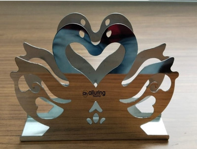 Alluring Homz Stainless Steel Swan Design Table Napkin and Tissue Paper Stand Issue Box Silver Paper Napkins(2 Sheets)