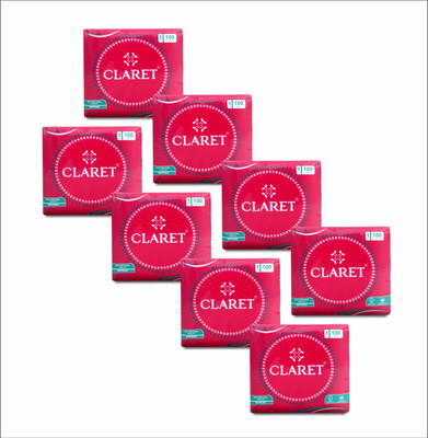 CLARET Soft & Gentle Napkins (27x30 cm), 1-Ply, 100 Pulls, Super Absorbent | Pack of 8 White Paper Napkins(800 Sheets)