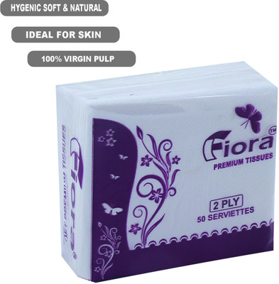 fiora TISSUE PAPER 50 SERVIETTES PACK OF 4 White Paper Napkins(4 Sheets)
