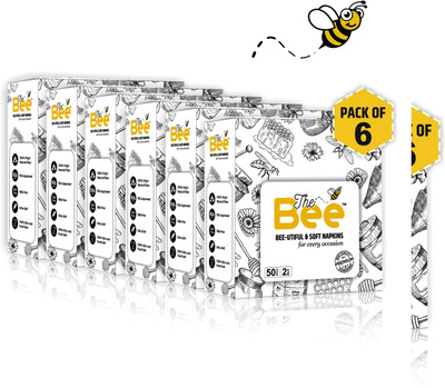 The Bee Tissue Paper Napkins 50 Pulls 2 Ply (Pack Of 6) White Paper Napkins(6 Sheets)