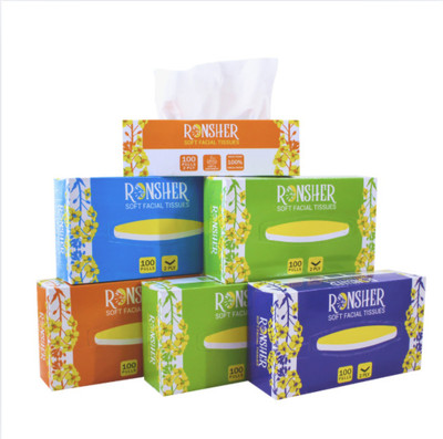 RONSHER 100 Pulls, Facial Tissue, set of 6 White Paper Napkins(6 Sheets)