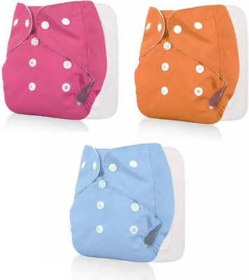 smilykid (Pack of 3 Cloth Diaper + 3 Insert), Multicolor 5 Layer Insert Washable for Baby