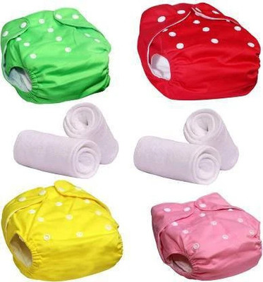 IRSHYAN KIDZGHAR Waterproof Reusable Washable Cloth Diaper Nappies Without Inserts - L - XL ( 4 diaper 4 white insert)