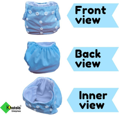 Khatola Enterprises Reusable & Washable Baby Cloth Diapers, snap buttons closer, Adjustable Size S,M,L for Babies and Toddlers(3 Months to 2 years) (Pack of 2 Diaper with 3 Insert Pads Free).