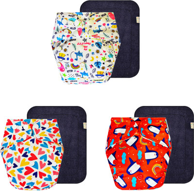 Dumbledo Reusable Eco-Friendly Dry Feel 3 Cloth Diaper With Black Pad